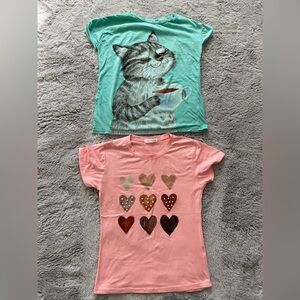 Cute Cat and Heart Graphic T-Shirts